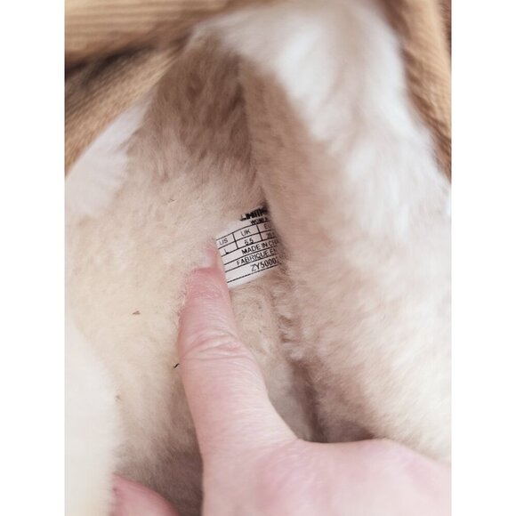 Lamo APMA Suede Leather Wool Shearling Fur Open Toe Slippers L - Picture 8 of 12